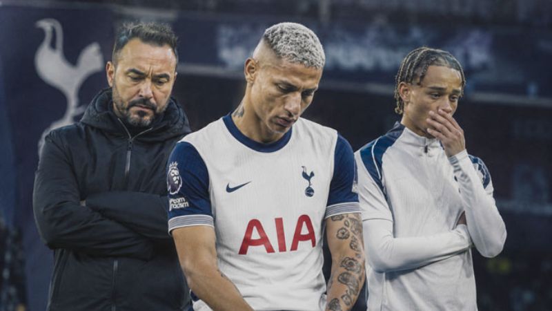Tottenham hạng 17, đối mặt nguy cơ xuống hạng lịch sử dưới thời HLV De Zerbi.